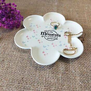 Coupelle vide poche en forme de Fleur de couleur Blanche "Moments Inoubliables" - decorative flower shaped tray 3