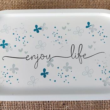 Plateau ovale blanc avec inscription  "Enjoy Life" 2