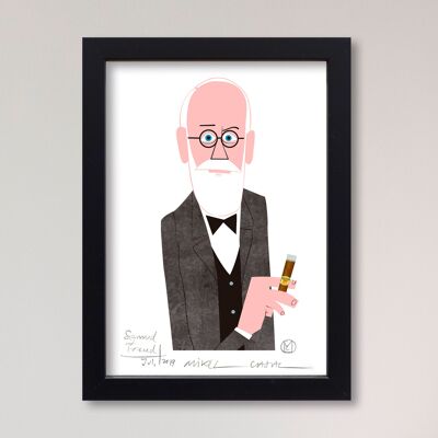 Illustration "Sigmund Freud" par Mikel Casal. Reproduction A5 signée