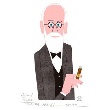 Illustration "Sigmund Freud" par Mikel Casal. Reproduction A5 signée 2