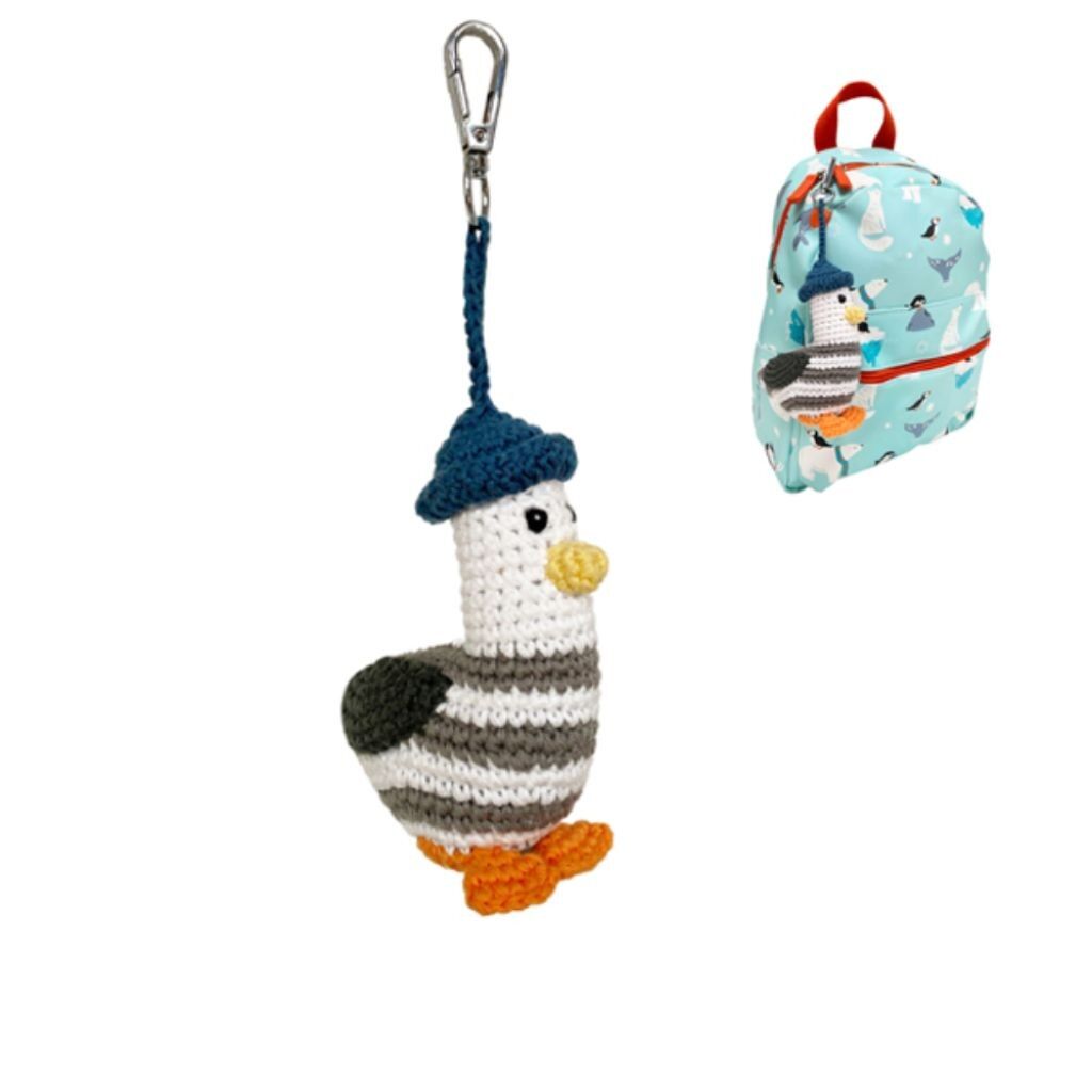 Gehäkelte Taschenanhänger – Möwe