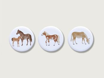Set d'aimants de 3 "chevaux" | Aimant pour enfants | Fille | cheval | Franges | Cadeau | réfrigérateur || COEUR & PAPIER 1