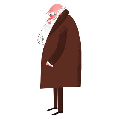 Illustration "Charles Darwin" by Mikel Casal. A5 reproduction signed