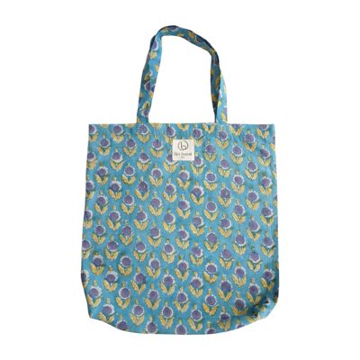 Tote bag en coton imprimé fleuri N°58