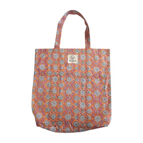 Tote bag en coton imprimé fleuri N°57