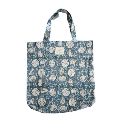 Tote bag en coton imprimé fleuri N°60