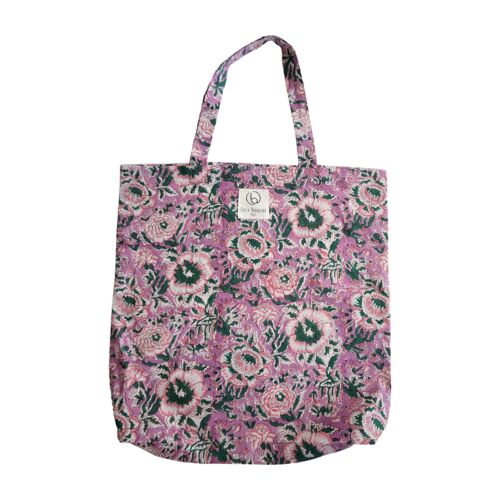 Tote bag en coton imprimé fleuri N°61