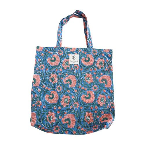 Tote bag en coton imprimé fleuri N°62