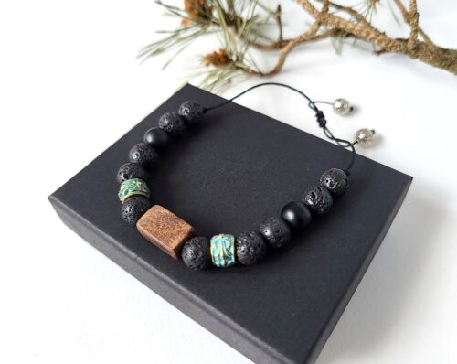 Bracelets réglables pour Homme en perles et bois fait main