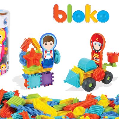 Tubo da 31 Bloko + 1 statuetta in assortimento (Ragazza, Ragazzo, Pompiere, Poliziotto, Contadino e Mucca) - Da 12 mesi - 503573