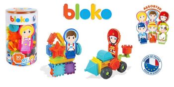 Tube de 31 Bloko + 1 Figurine en assortiment (Fille, Garçon, Pompier, Policier, Fermier et Vache) - Dès 12 Mois - 503573 4