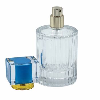 Flacon rond nervuré de 50 ml, vaporisateur et bouchon 20