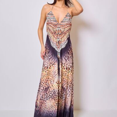 Robe longue imprimée avec strass - 5506A