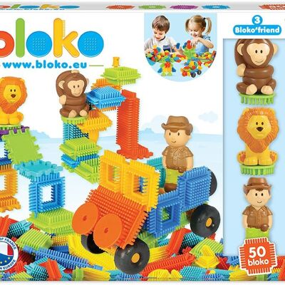 Coffret de 50 Bloko + 3 Figurines 3D sur le thème de la Jungle - Dès 12 mois - 503622