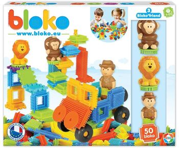 Coffret de 50 Bloko + 3 Figurines 3D sur le thème de la Jungle - Dès 12 mois - 503622 1