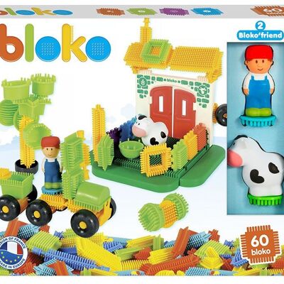 Schachtel mit 60 Bloko + 2 3D-Figuren zum Thema Bauernhof - Ab 12 Monaten - 503684