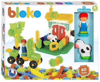 Coffret de 60 Bloko + 2 figurines 3D sur le thème de la Ferme - Dès 12 mois - 503684 1