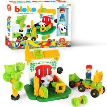 Coffret de 60 Bloko + 2 figurines 3D sur le thème de la Ferme - Dès 12 mois - 503684 2