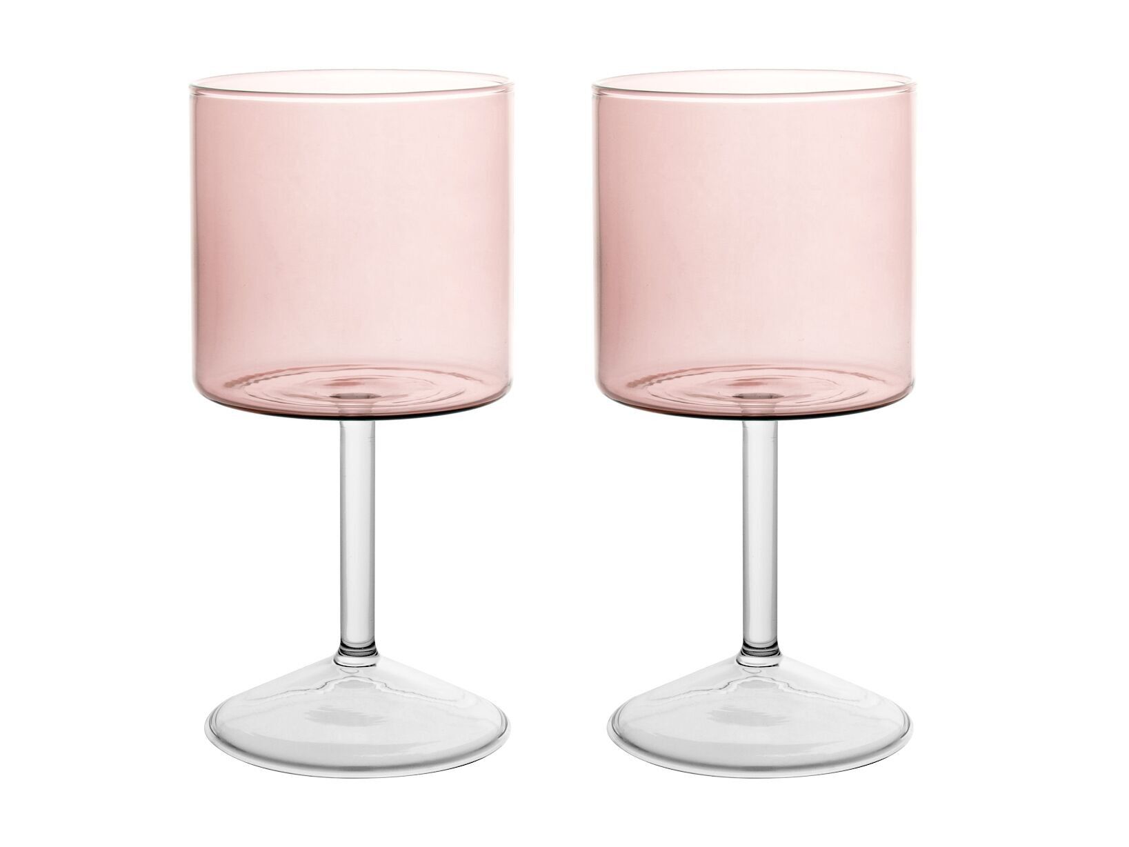 Set of 2 Daylight Pink Goblets in borosilicate glass 23 Cl