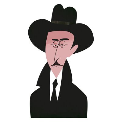 Illustration "Fernando Pessoa" von Mikel Casal. A5 Reproduktion signiert