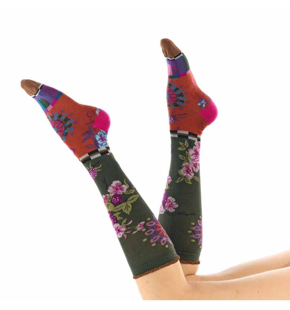 Calza alta Rubus - cotone - fiori