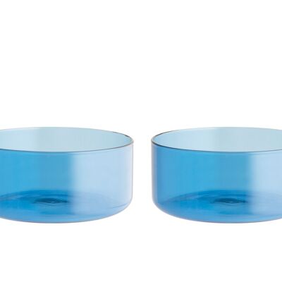 Set de 2 Bols Daylight Light Blue en verre borosilicate 11,5x5 cm