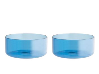 Set de 2 Bols Daylight Light Blue en verre borosilicate 11,5x5 cm