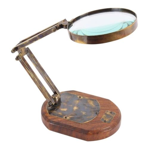 Magnifier wood & brass 12.5 cm