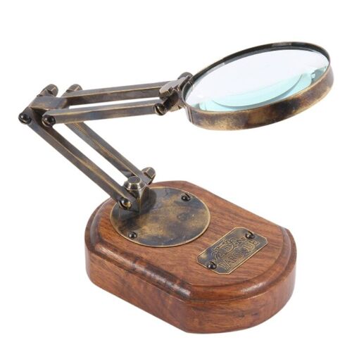 Magnifier wood & brass 7.5 cm