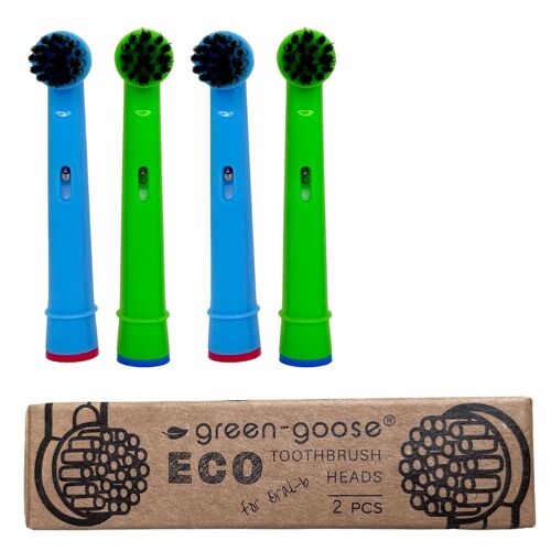 green-goose Oral B Houtskool Opzetborstels | 4 Stuks | Kids