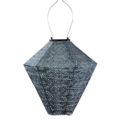 Lanterne LED Durable Décoration de Jardin Dentelle Diamant - 28 cm - Gris Bleu