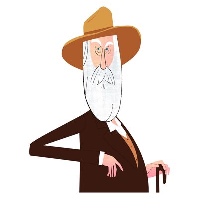 Illustration "Walt Whitman" by Mikel Casal. A5 reproduction signed