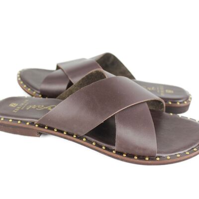Sandales d'été en cuir naturel pour femmes - Sandales confortables pour femmes avec semelle en caoutchouc antidérapante -Zerimar
