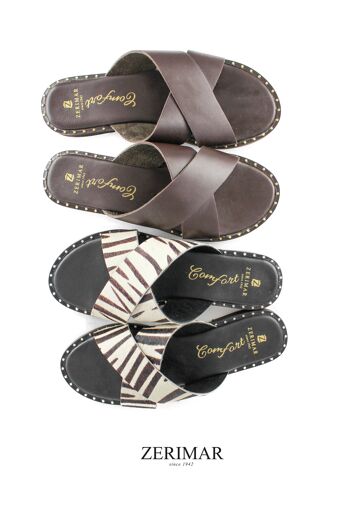 Sandales d'été en cuir naturel pour femmes - Sandales confortables pour femmes avec semelle en caoutchouc antidérapante -Zerimar 14