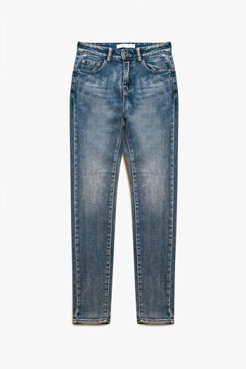 Jean super skinny taille haute en bleu vintage délavé 6