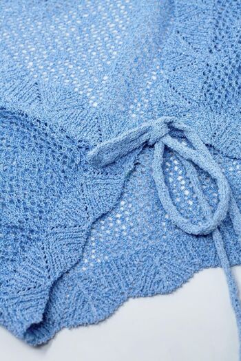 Cardigan court en crochet bleu avec détail lurex 6