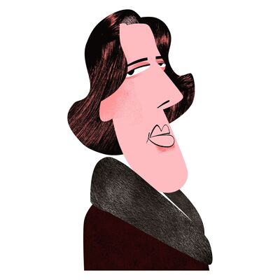 Illustrazione "Oscar Wilde" di Mikel Casal. Riproduzione A5 firmata