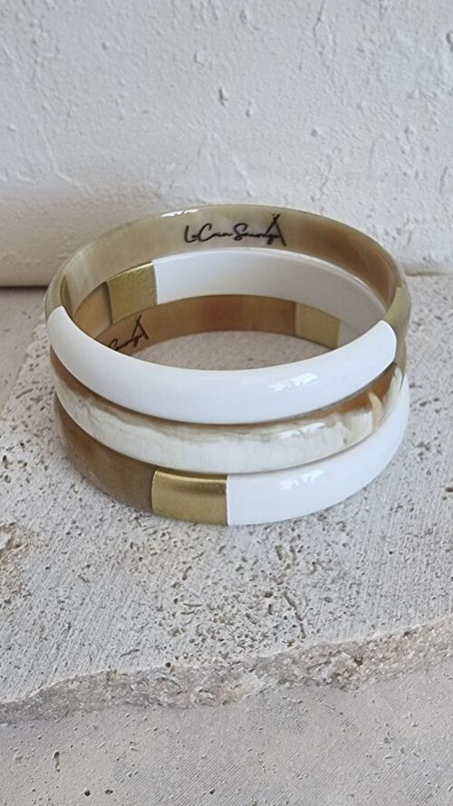 Bracelet Jonc Corne - Aphéléia - Le Coin Sauvage – White - 1cm