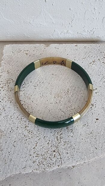 Bracelet Jonc Corne - Céos - Le Coin Sauvage – Kaki - 1cm 7
