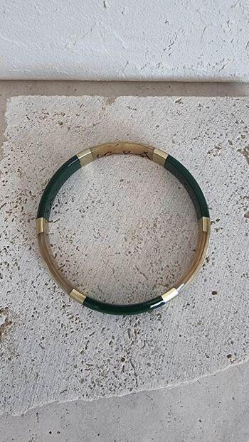 Bracelet Jonc Corne - Céos - Le Coin Sauvage – Kaki - 1cm 8
