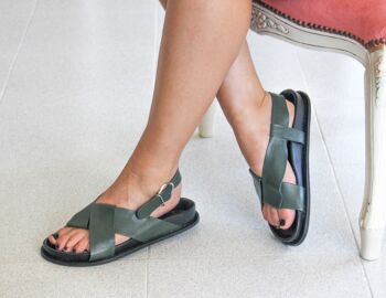 Sandales d'été en cuir naturel pour femmes - Sandales confortables pour femmes avec semelle en caoutchouc antidérapante -Zerimar 2