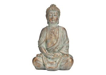 Bouddha assis en poly or antique (L/H/P) 20x30x15cm