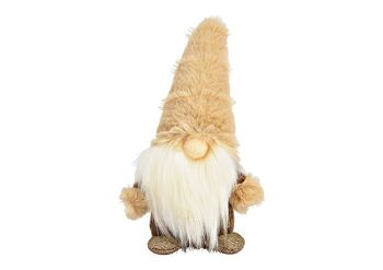 Gnome en textile marron (L/H/P) 10x18x8cm