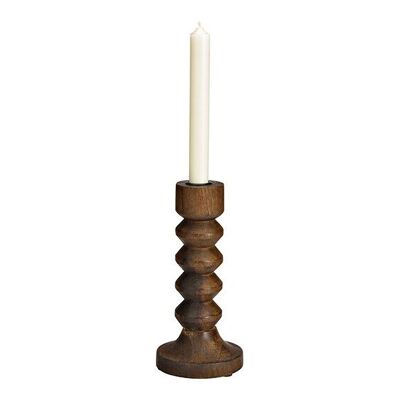 Candle holder made of mango wood brown (W/H/D) 10x20x10cm