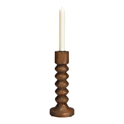 Kerzenhalter aus Mangoholz braun (B/H/T) 10x25x10cm
