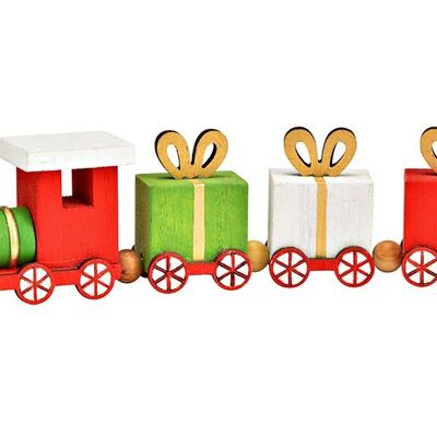 Soporte de tren navideño de madera de colores (An/Al/Pr) 18x4x3cm