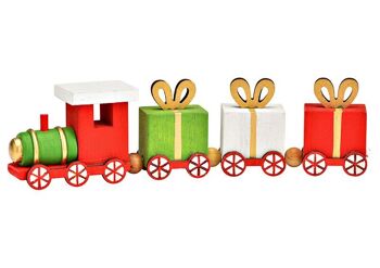 Support de train de Noël en bois coloré (L/H/P) 18x4x3cm