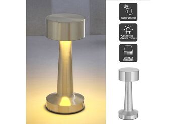 Lampe de table LED TOUCH, intérieur, USB, fer, 20LEDs 3w, dimmable en continu, argent (L/H/P) 9x21x9cm