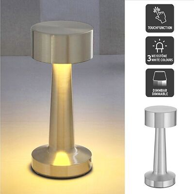 LED table lamp TOUCH, indoor, USB, iron, 20LEDs 3w, continuously dimmable, silver (W/H/D) 9x21x9cm