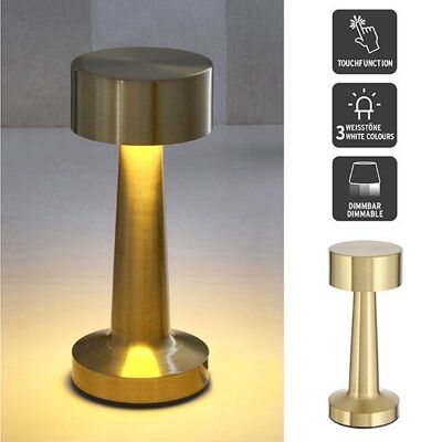 Lampada da tavolo LED TOUCH, interno, USB, ferro, 24LED, 3W, dimmerabile continuo, oro (L/A/P) 9x21x9cm